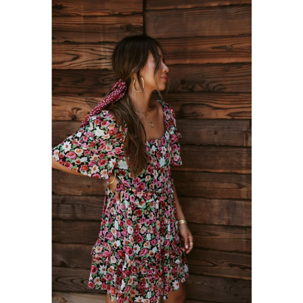 💕SEZANE💕 Coline Dress ~ Abstract Multi-Color Floral Print Size EU 40